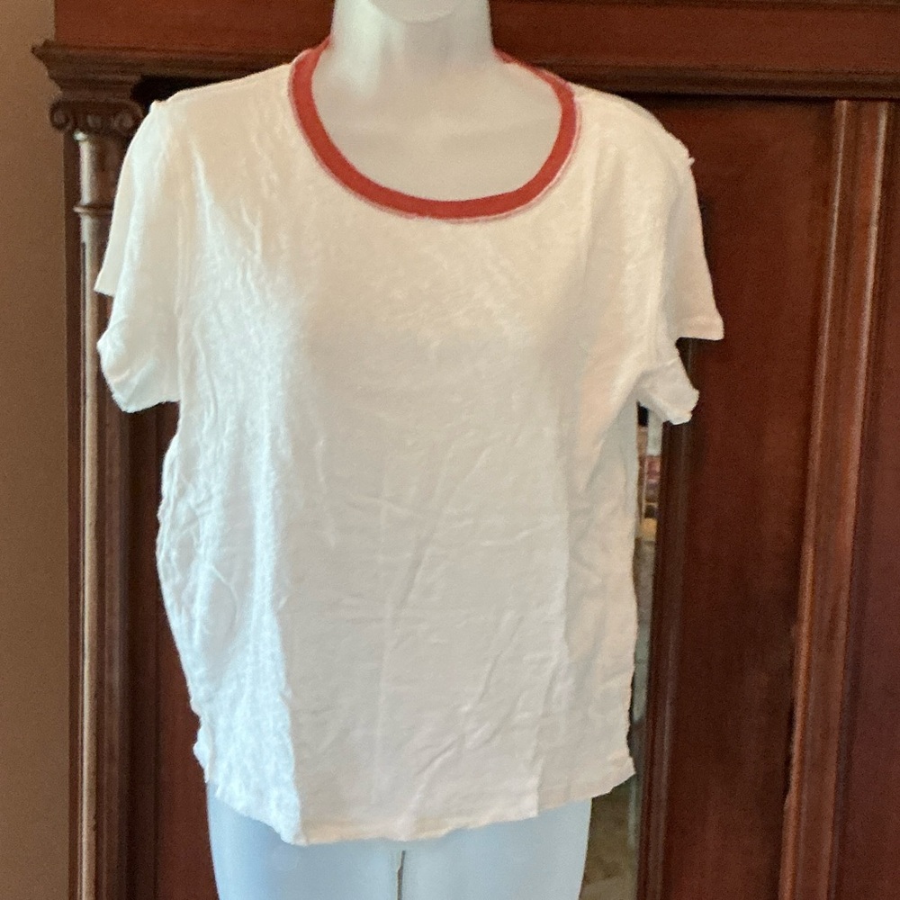 NWT- Free People Coconut trim Cream Short Sleeve Tee